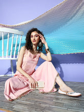 Women's Pink Floral Printed Sharara Set With Dupatta-AHKUDUSH-COMBO-501